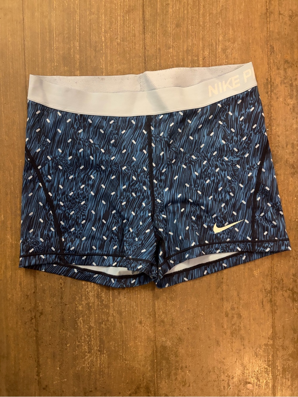 Nike Light Blue and Navy Patterned Pro Training Shorts